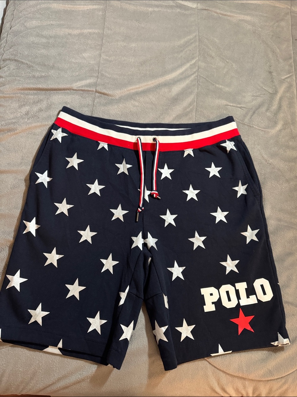 Polo by Ralph Lauren Performance patriotic print 76% cotton athletic shorts Sz L